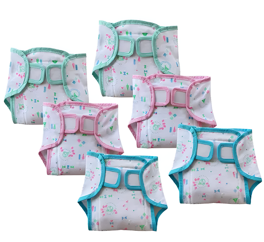 Baby 100% Cotton Adjustable valcro padded Cloth Diaper(Pack OF 6) Size