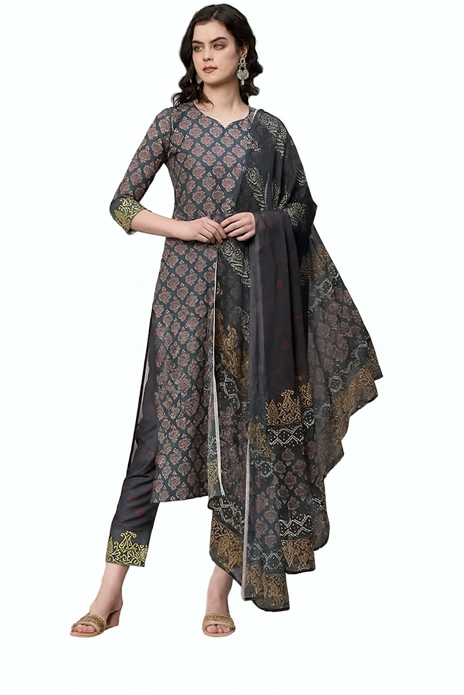 Women Festive Wear Kurta Set-Black (Size-4XL) | D83