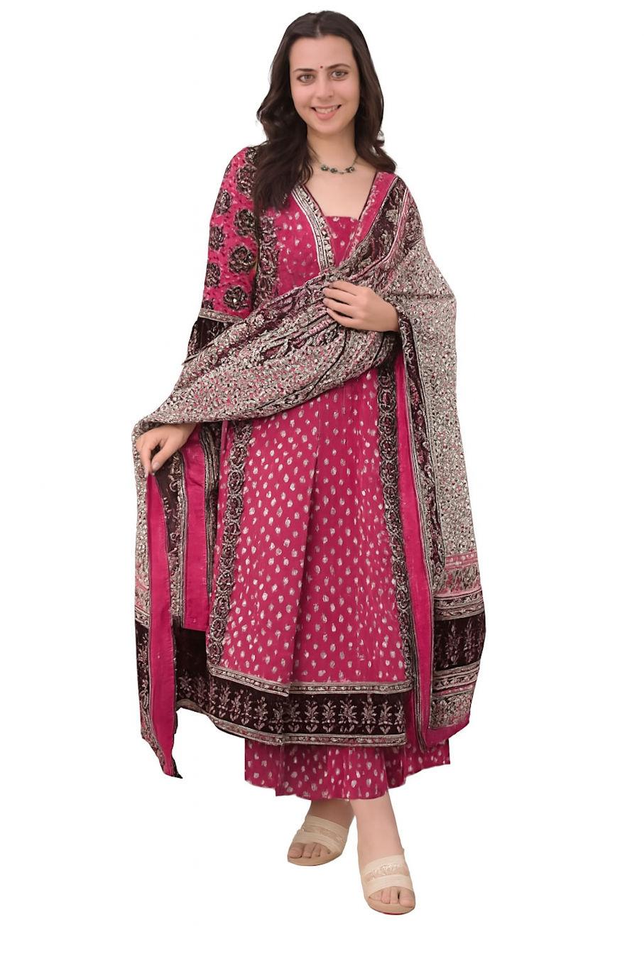 Women Festive Wear Kurta Set-Rani Pink (Size-4XL) | D60
