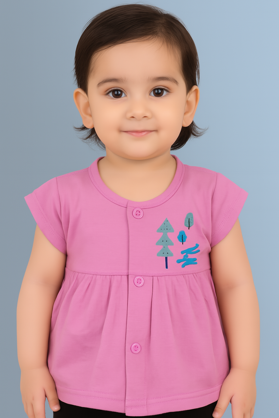 Knee-Length A-Line Dress for girls-Pink (Size-12-18 MONTH) | D137