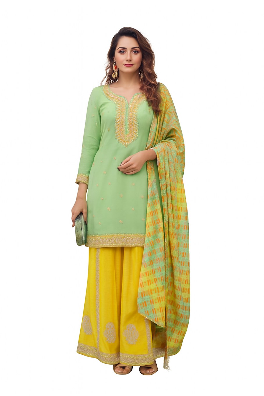 Women Embroidery Kurta Set-Pista (Size-M) | D85