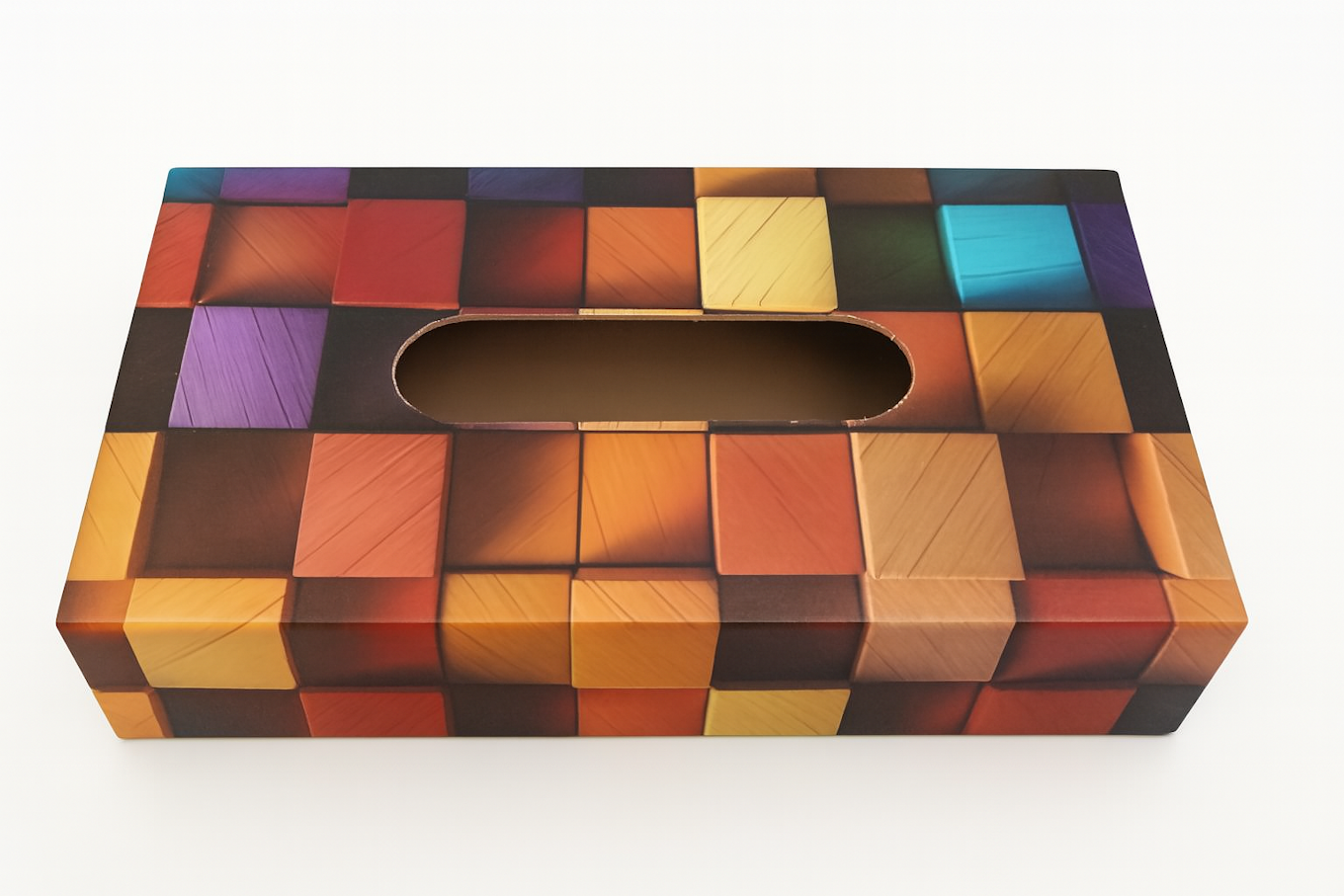 Abstract 3D Cube Design Tissue Box