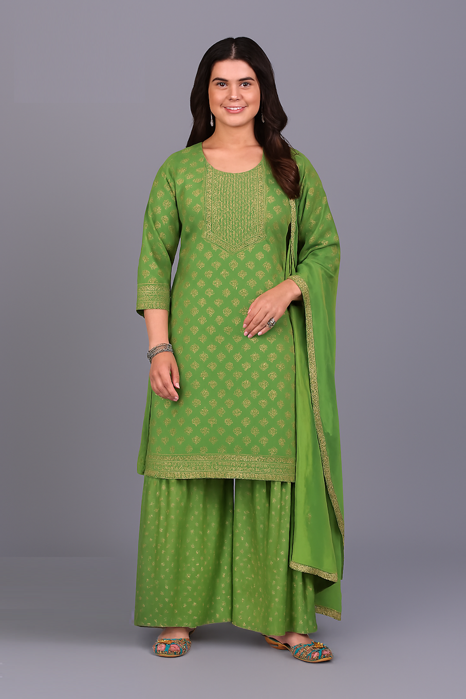 Women Kurta Set-Green (Size-2XL) | D61