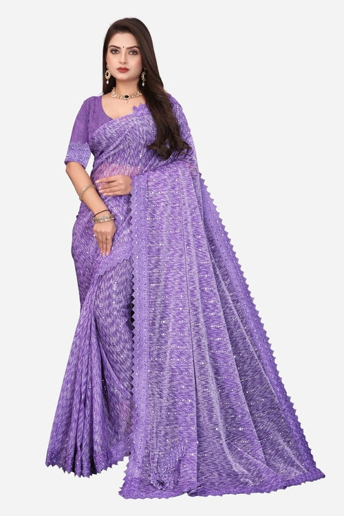 Women's Elegant Saree Set for festive wear-Purple