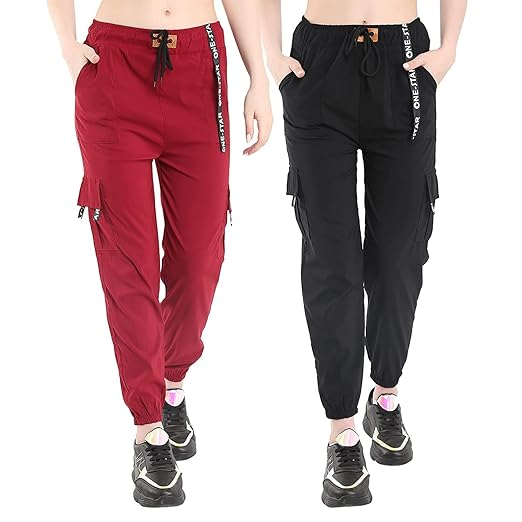 Women's Relaxed Fit Toko Cargo Joggers/Pants with Pockets Pack of 2