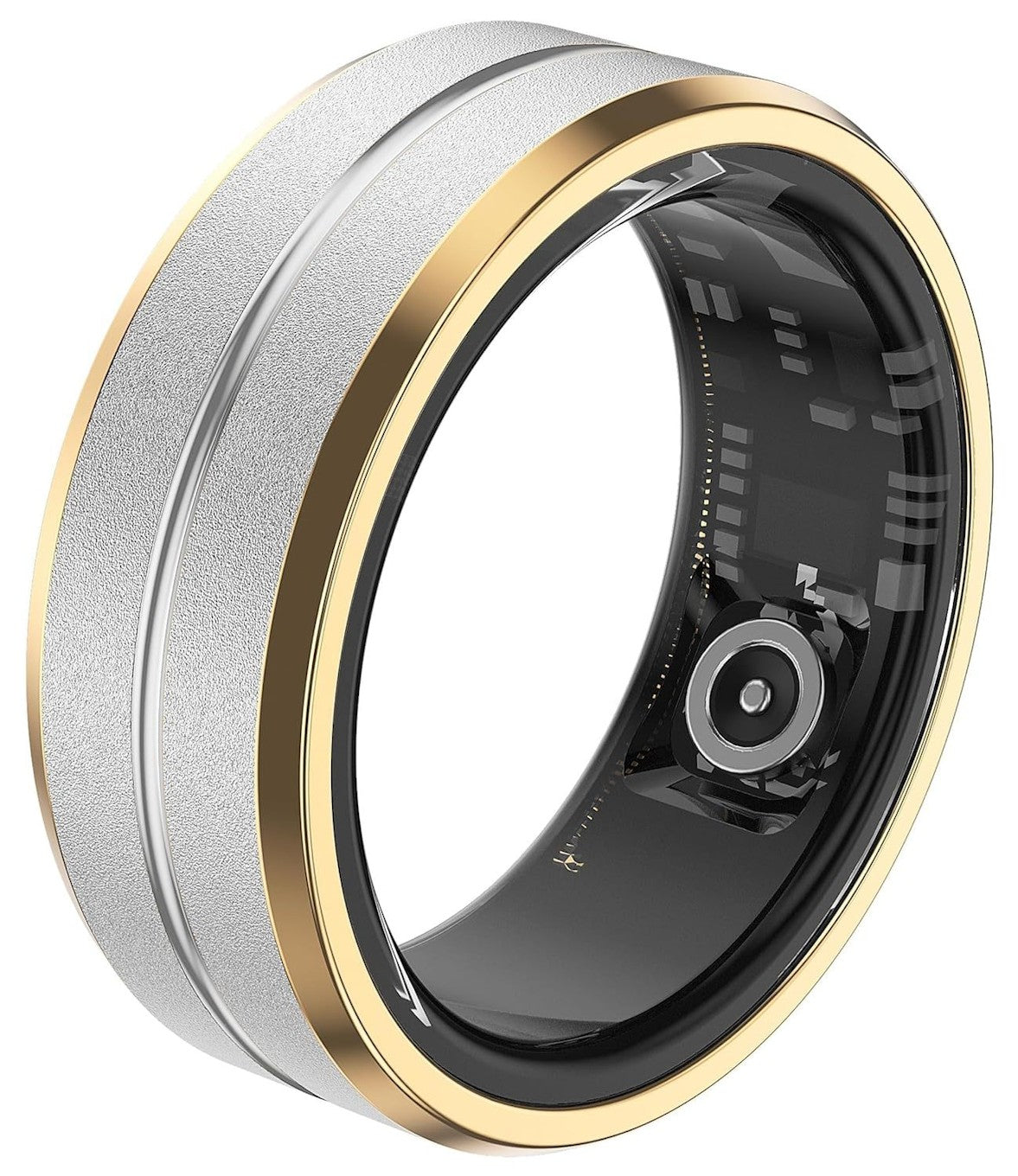 Waterproof Smart Ring Fitness Tracker-Silver & Side Gold-11-20.7 mm
