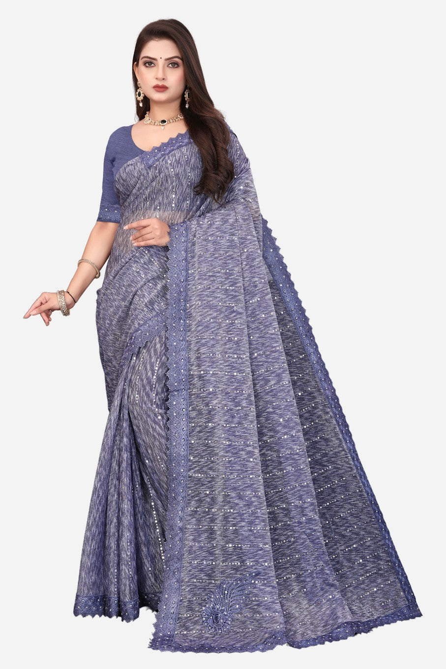 Women's Elegant Saree Set for festive wear-Dust Purple-01