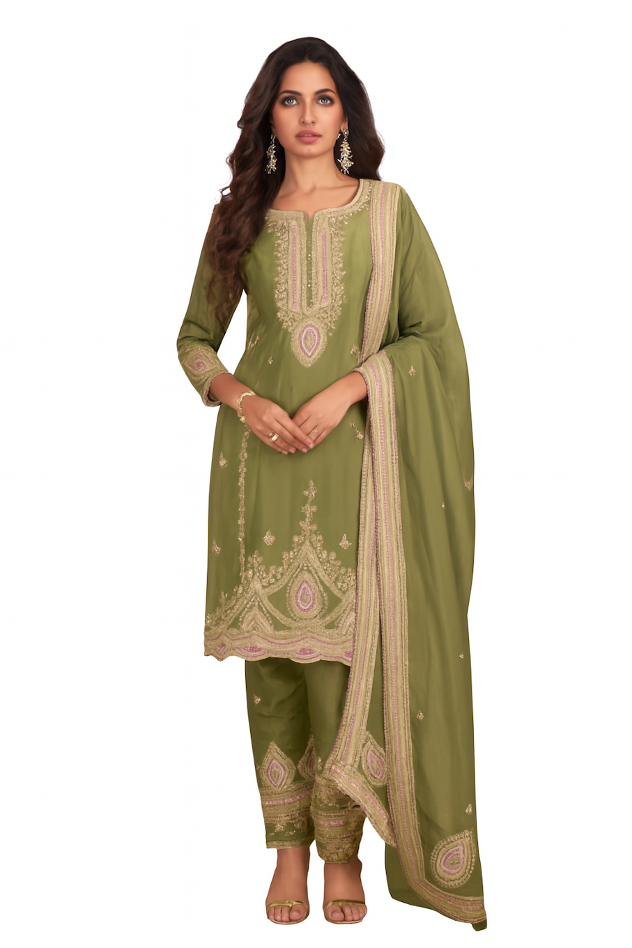 Women Embroidery Kurta Set-Purple (Size-5XL) | D92