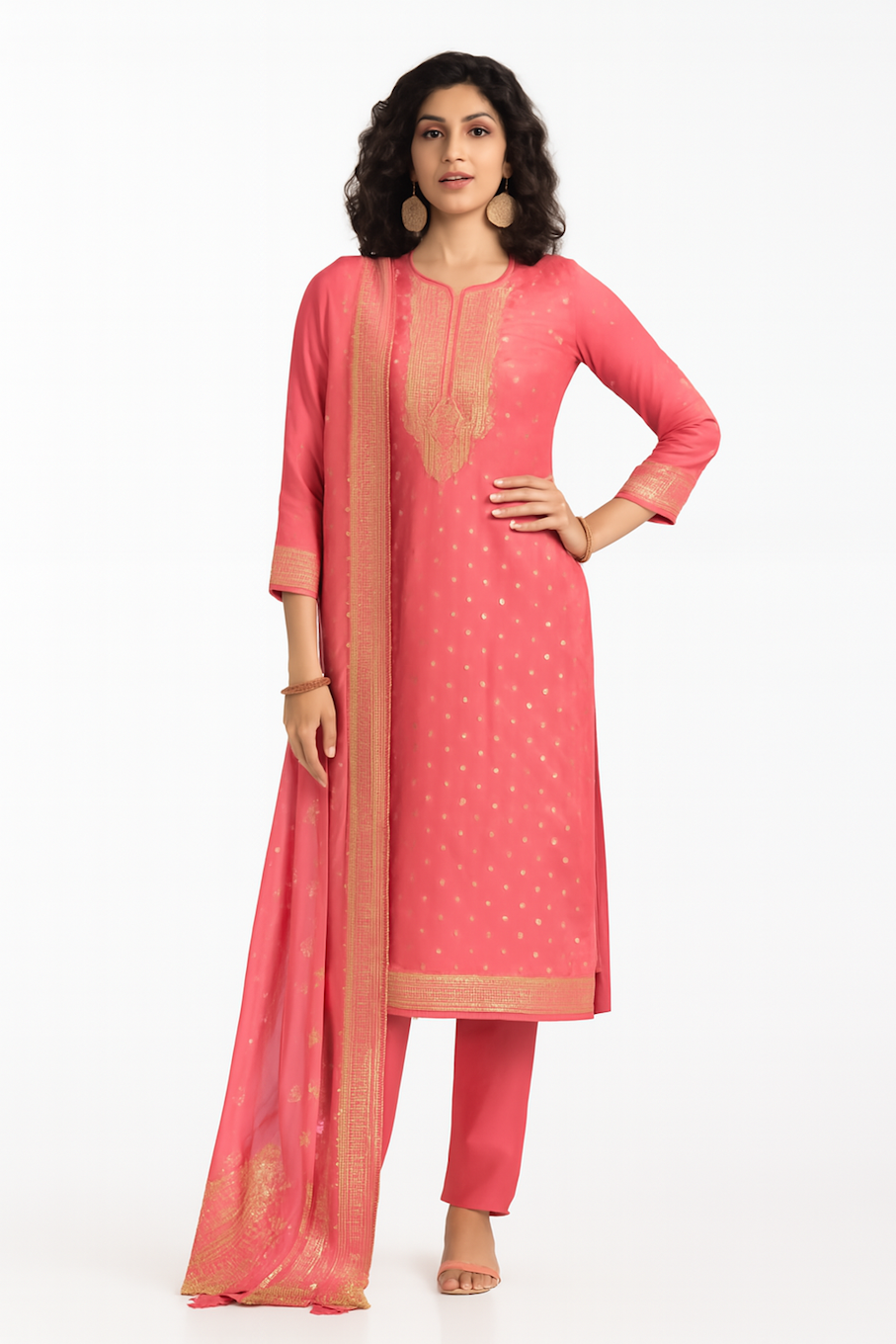 Women Embroidery Kurta Set-Purple (Size-5XL) | D216