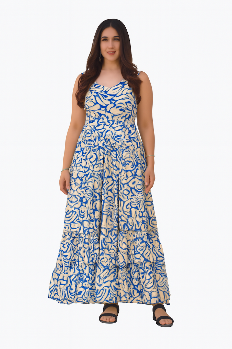 Embroidered Designer Gown for Women-Blue (Size-5XL) | D185