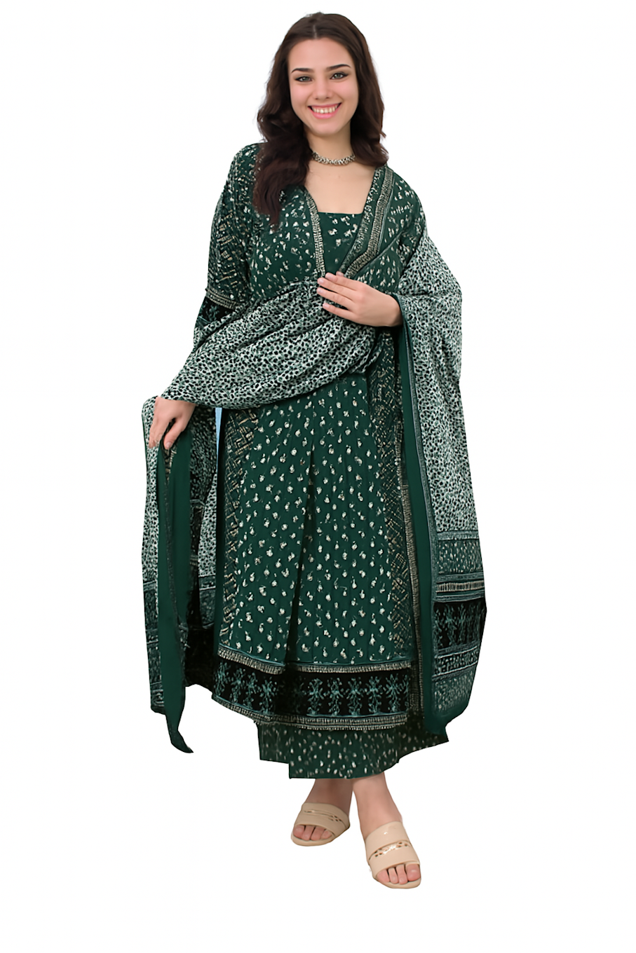 Women Festive Wear Kurta Set-Green (Size-3XL) | D59