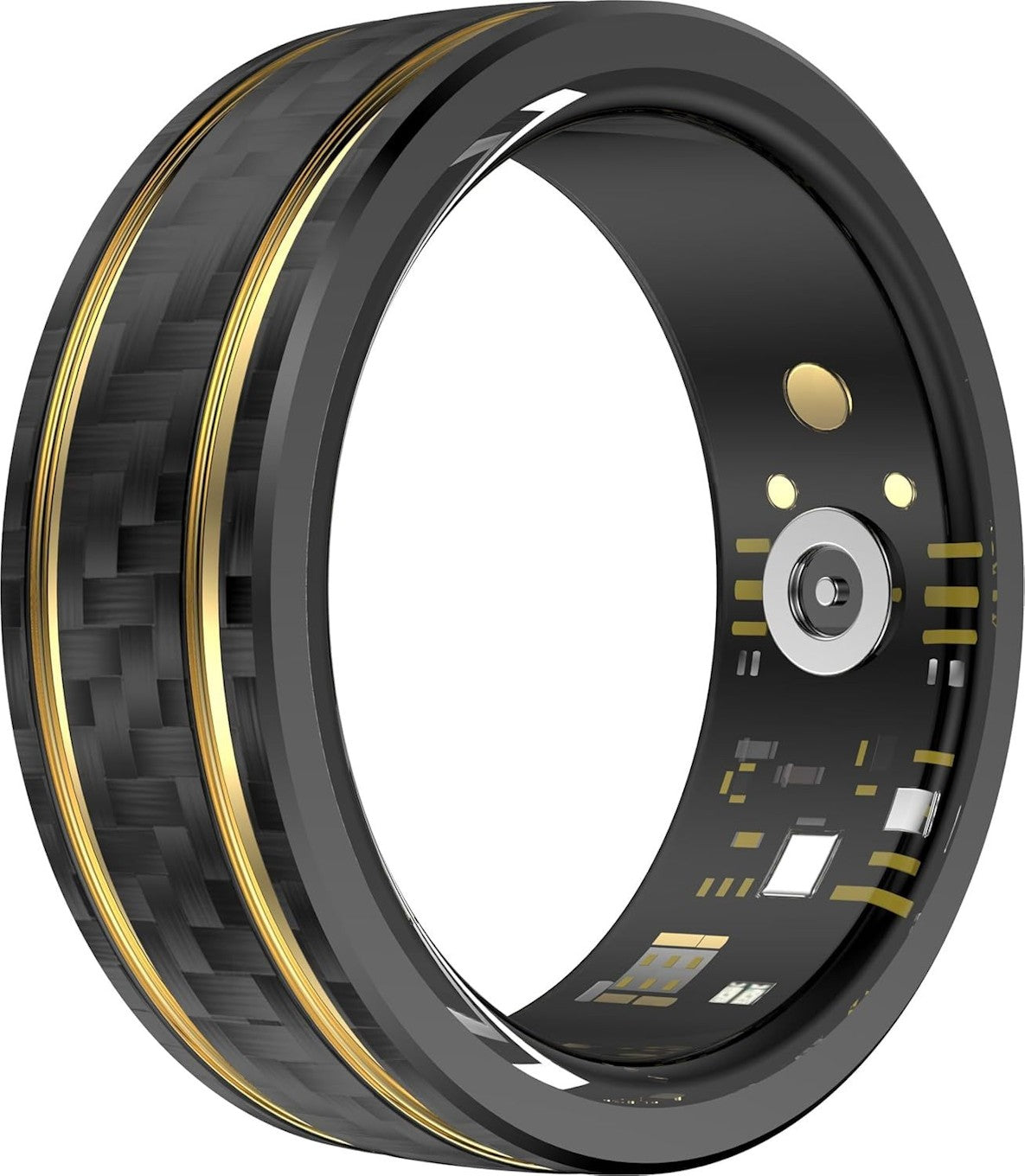 Waterproof Smart Ring Fitness Tracker-Black & Gold-8-18.2 mm
