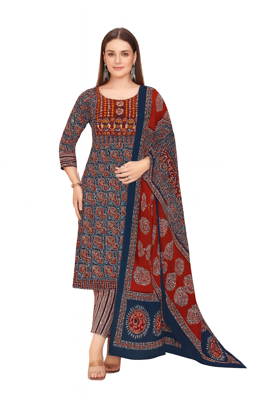 Kurta,Panta & Dupatta Set for Women (Size-L) | D14