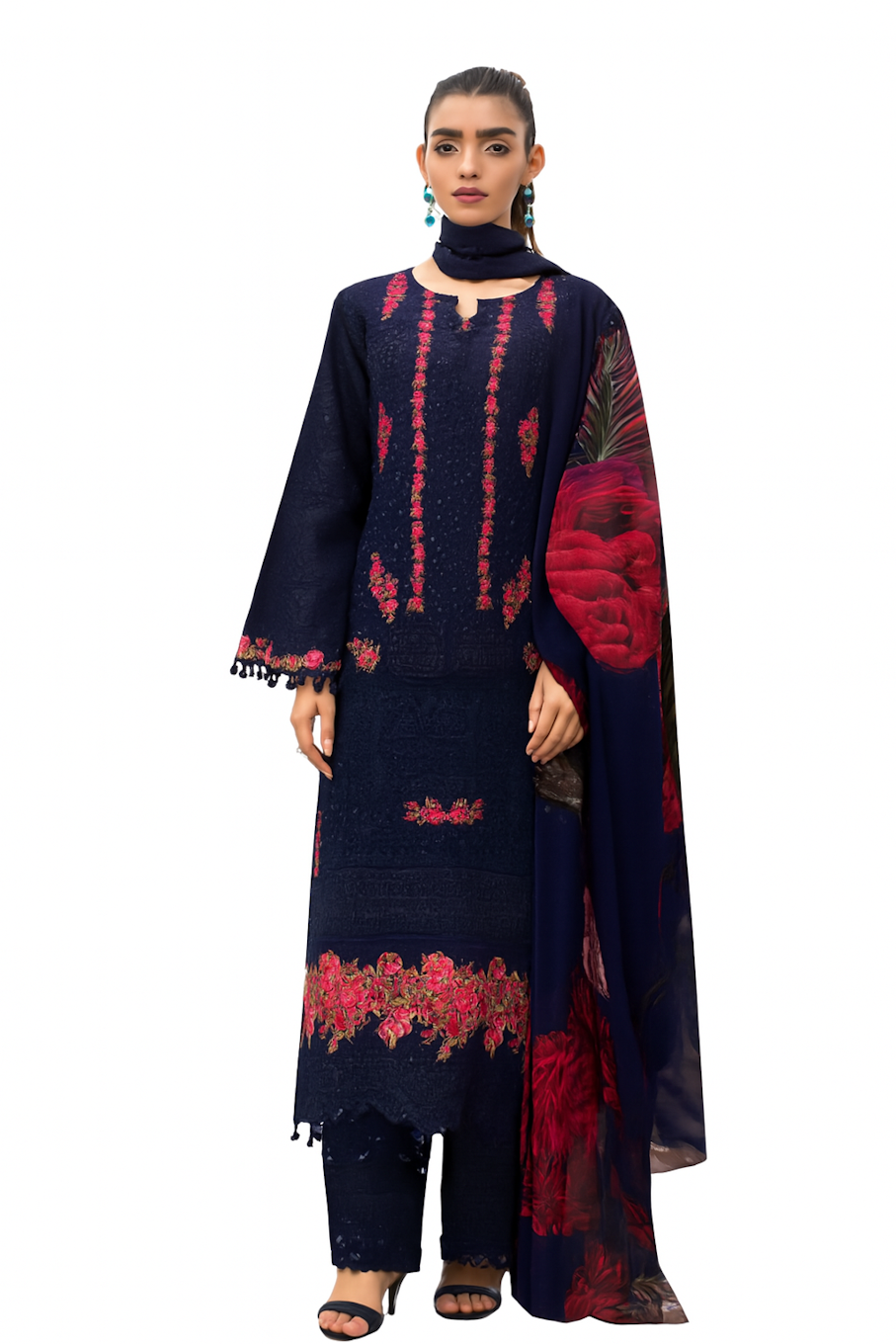 Women Embroidery Kurta Set-Purple (Size-3XL) | D121