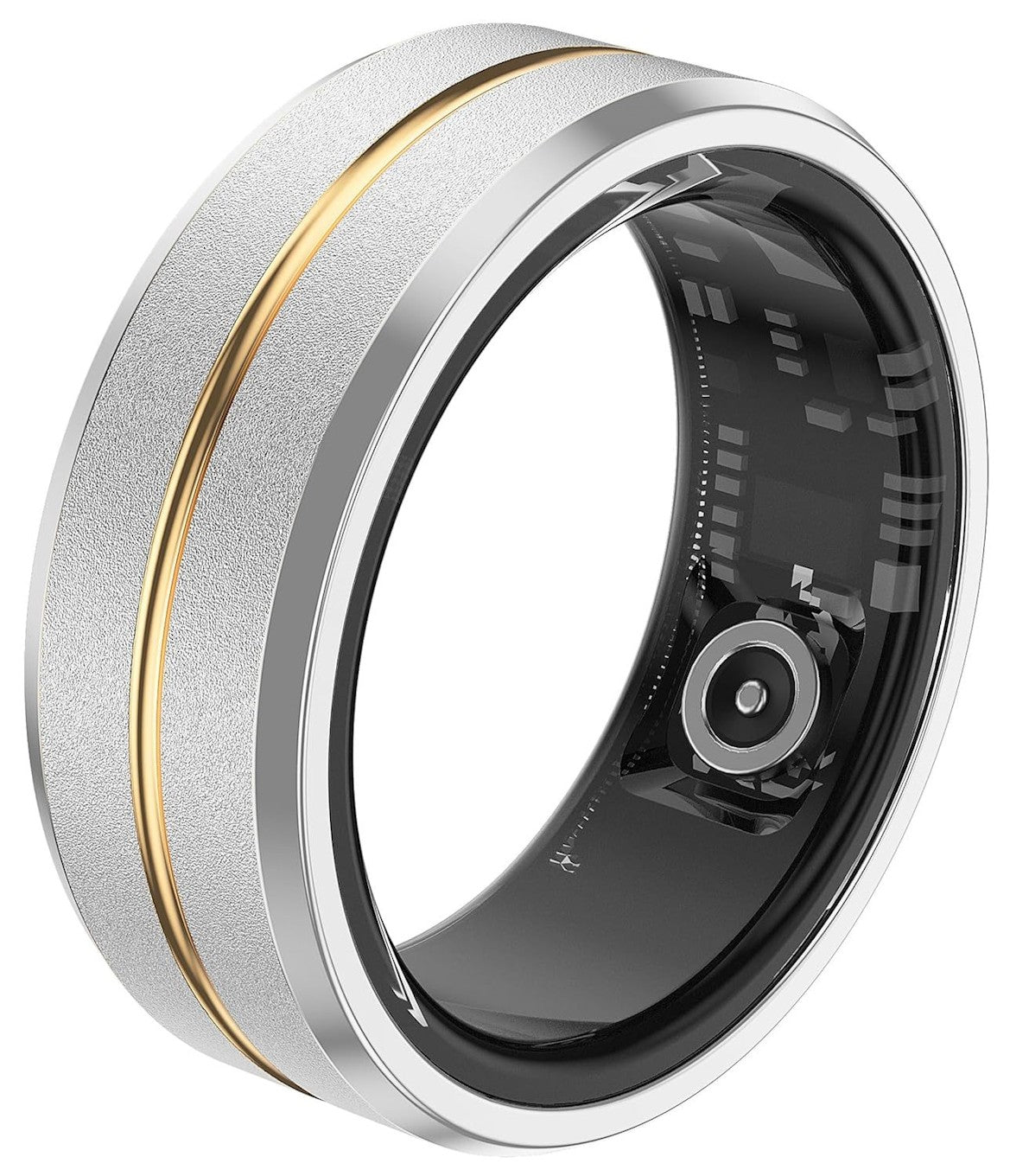Waterproof Smart Ring Fitness Tracker-Silver & Middle Gold-9-19.0 mm