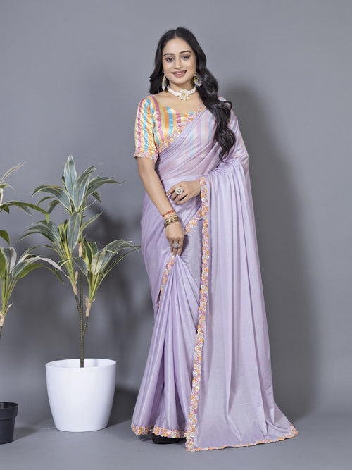 Women's Elegant Saree Set for festive wear-Lilac