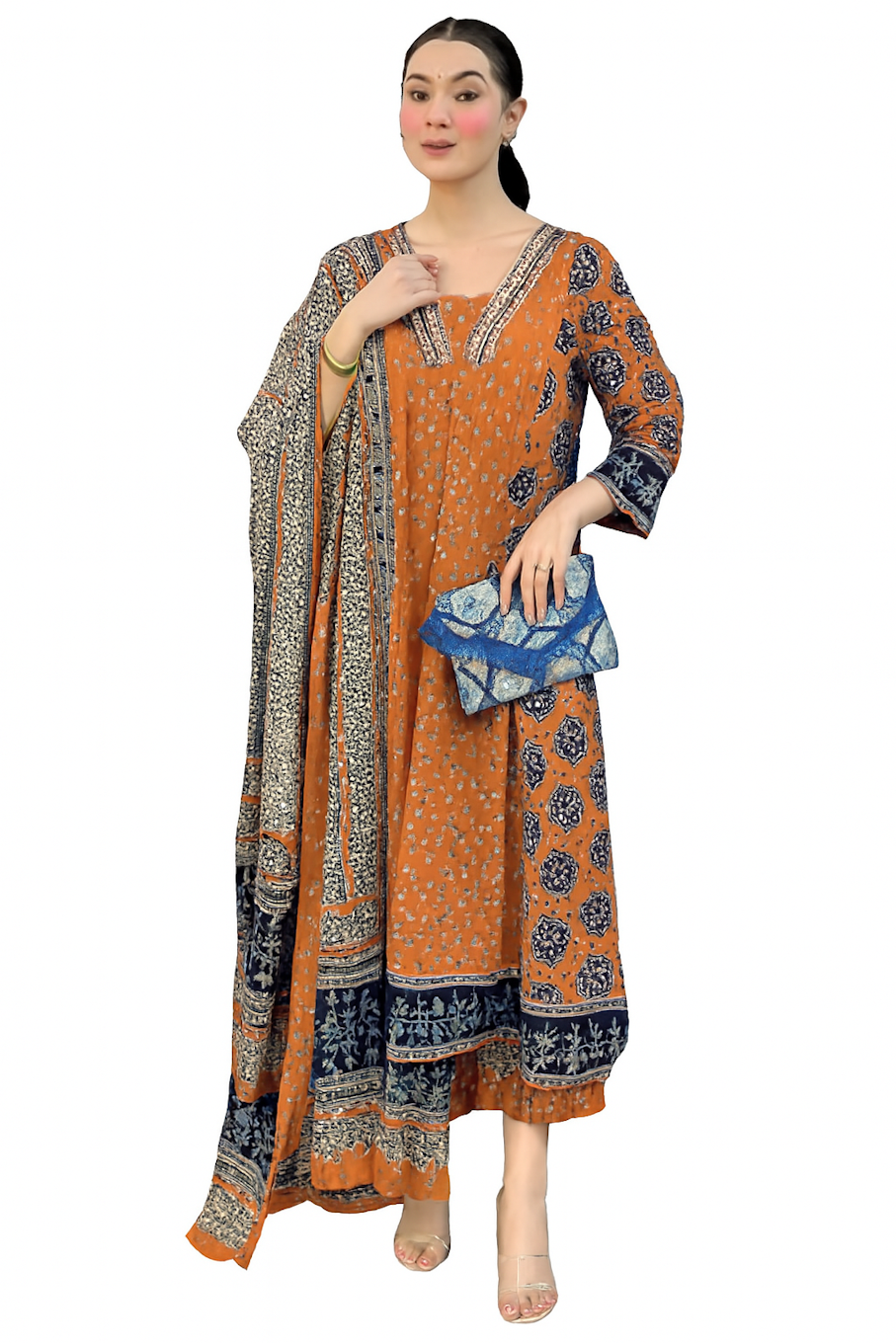 Women Festive Wear Kurta Set-Mustard (Size-2XL) | D54