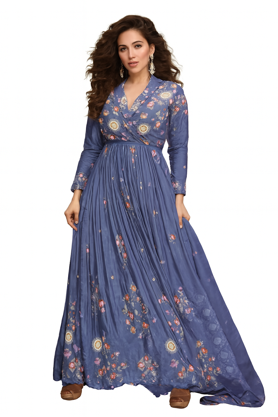 Embroidered Designer Gown for Women-Blue (Size-S) | D134