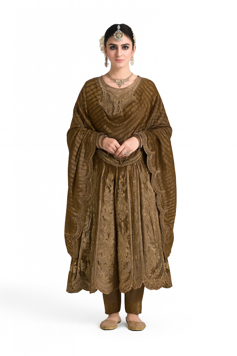 Women Embroidery Kurta Set-Dark Green (Size-5XL) | D142