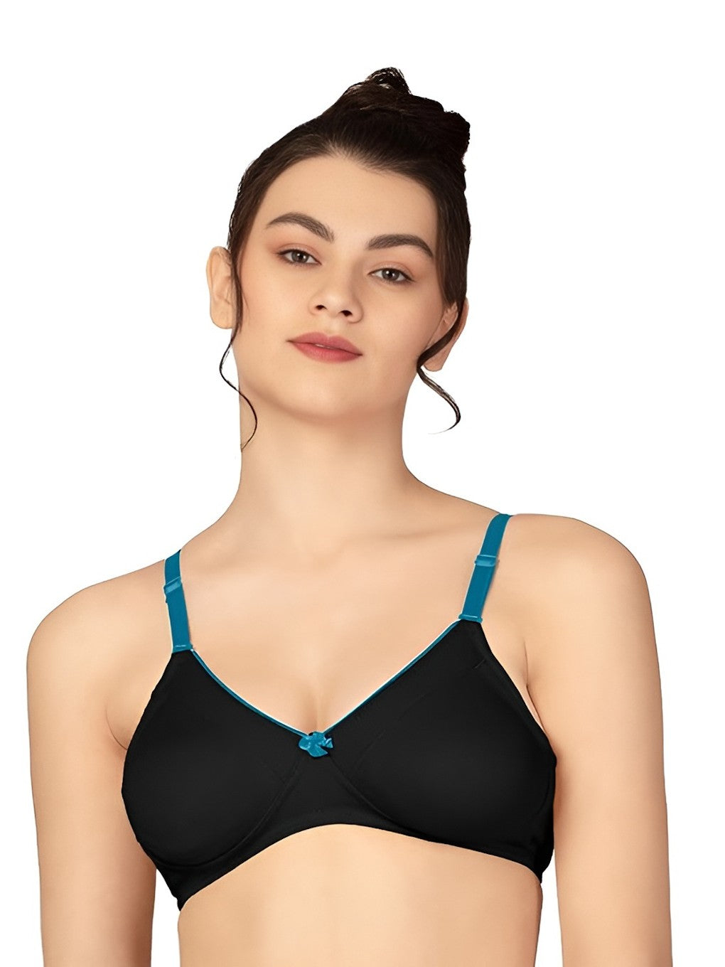 Full Coverage Non Padded Wireless T-Shirt Bra-Black (Size-30C)
