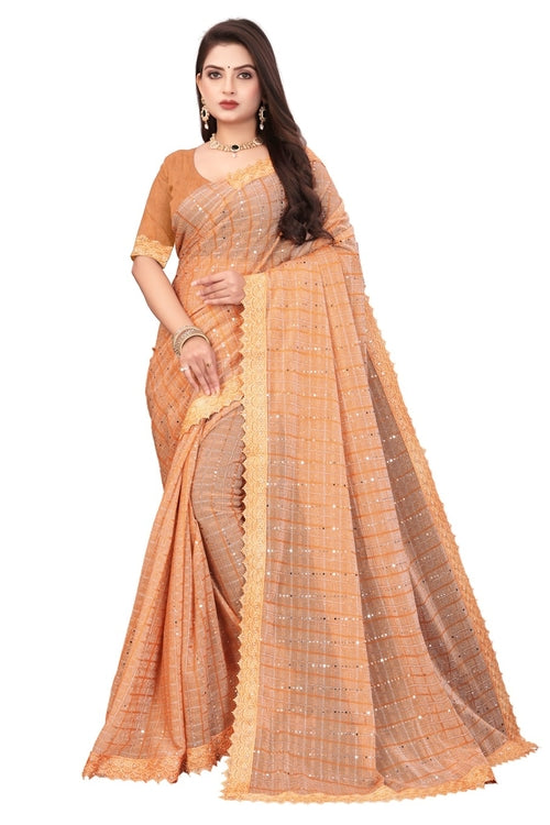 Women's Elegant Saree Set for festive wear-Peach