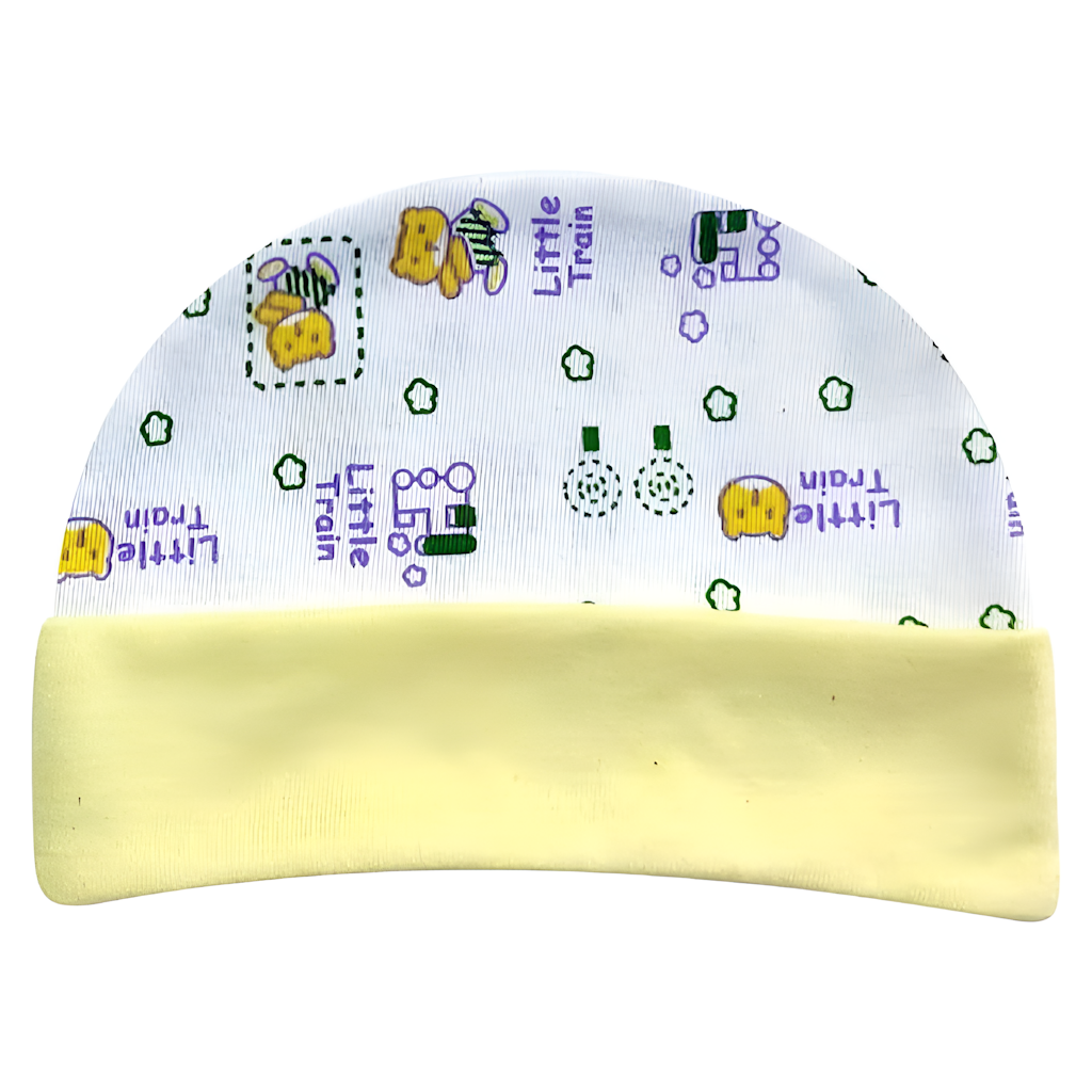 Soft Cotton Newborn Babie's Head cap With Cute Prints Size 0-6 Months