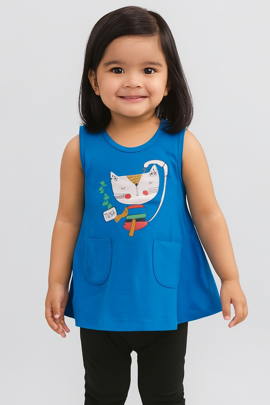 Knee-Length A-Line Dress for girls-Blue (Size-6-12 MONTH) | D132