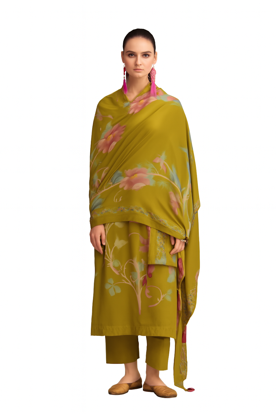 Women Embroidery Kurta Set-Green (Size-S) | D171