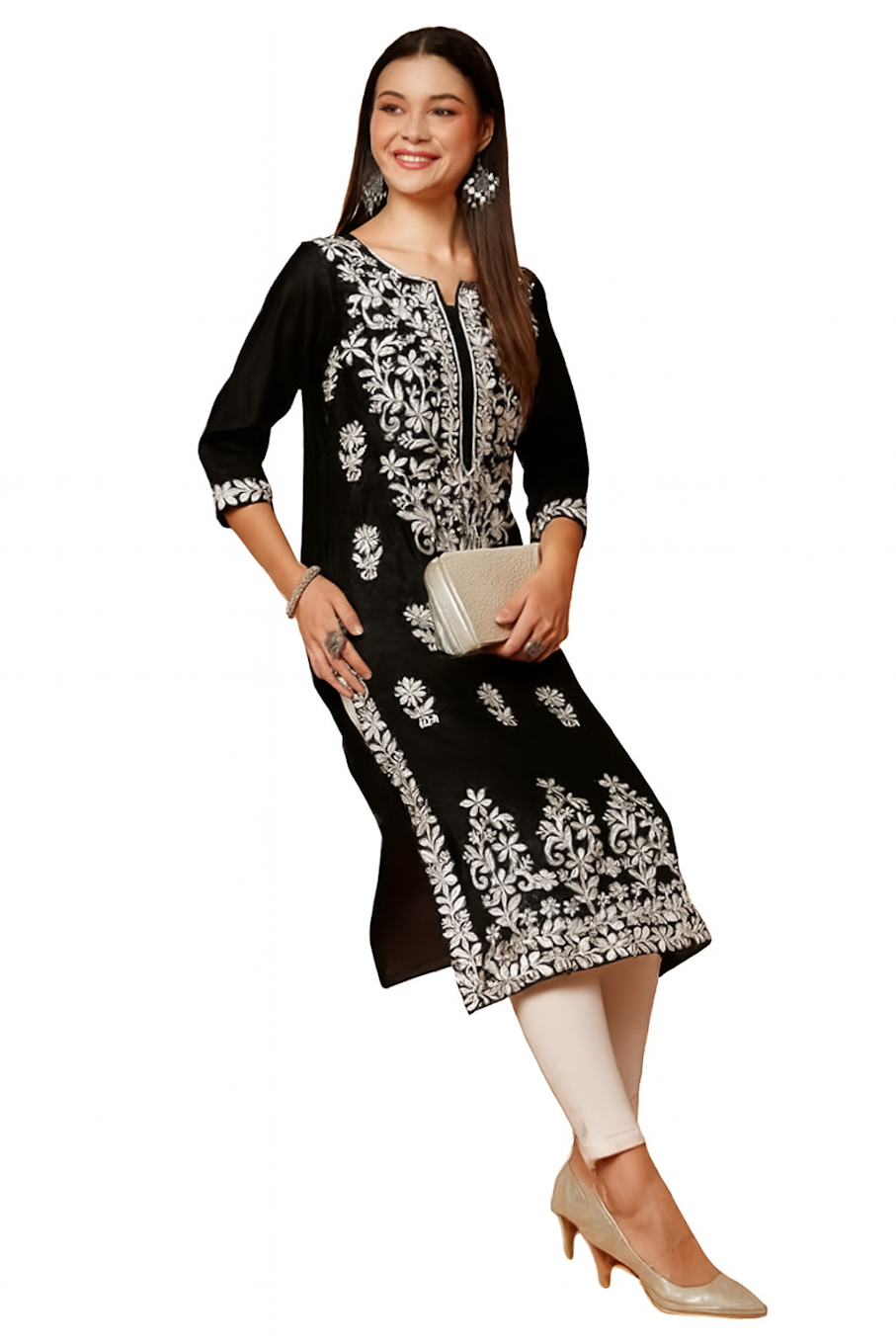 Women Festive Wear Kurta Set-Black (Size-4XL) | D171