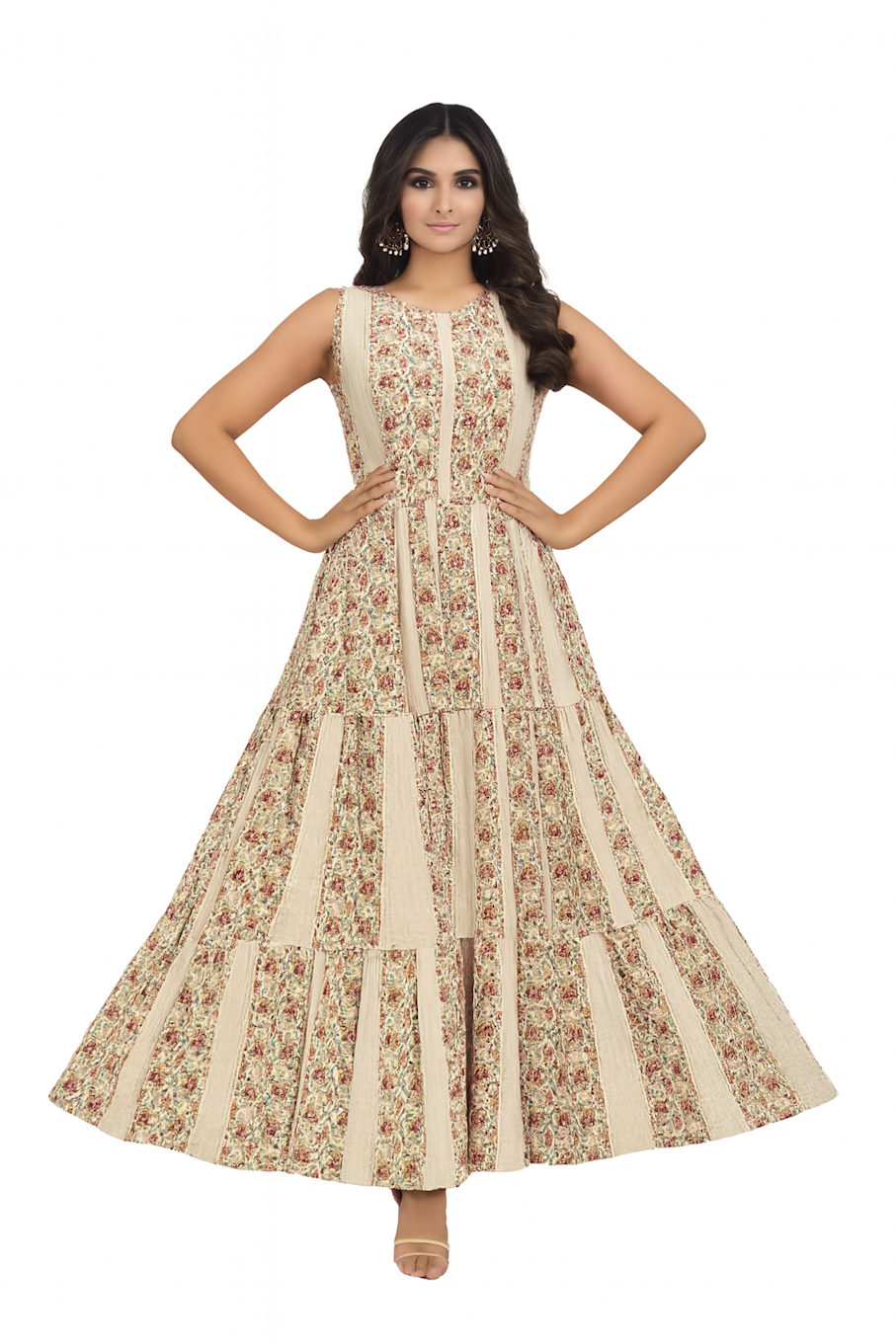 Embroidered Designer Gown for Women-Black & White (Size-2XL) | D43