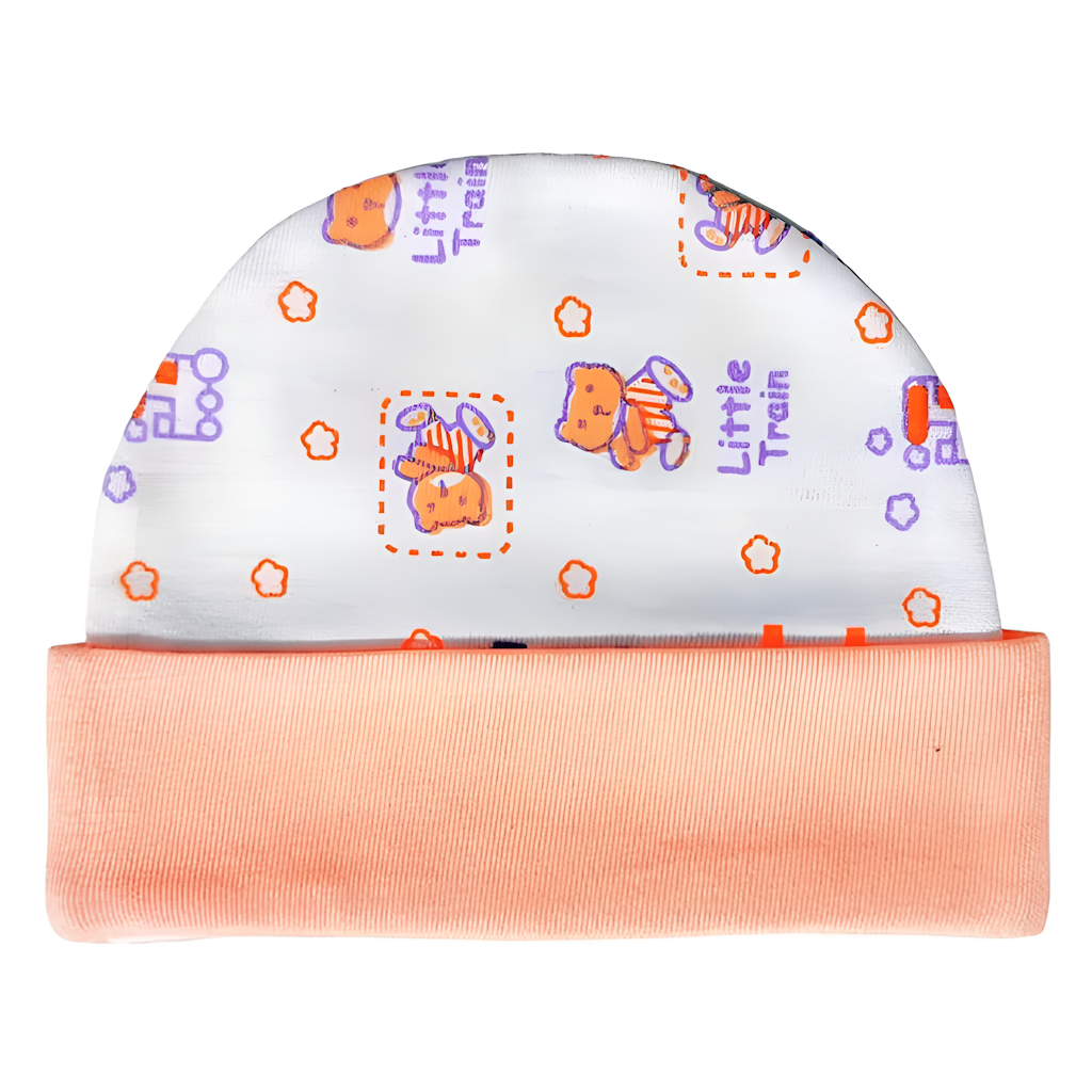 Soft Cotton Newborn Babie's Head cap With Cute Prints Size 0-6 Months