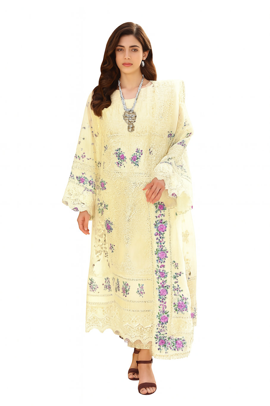 Women Embroidery Kurta Set-Blue (Size-5XL) | D130
