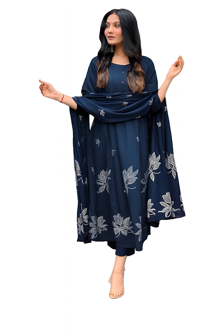 Women Festive Wear Kurta Set-Blue (Size-2XL) | D22