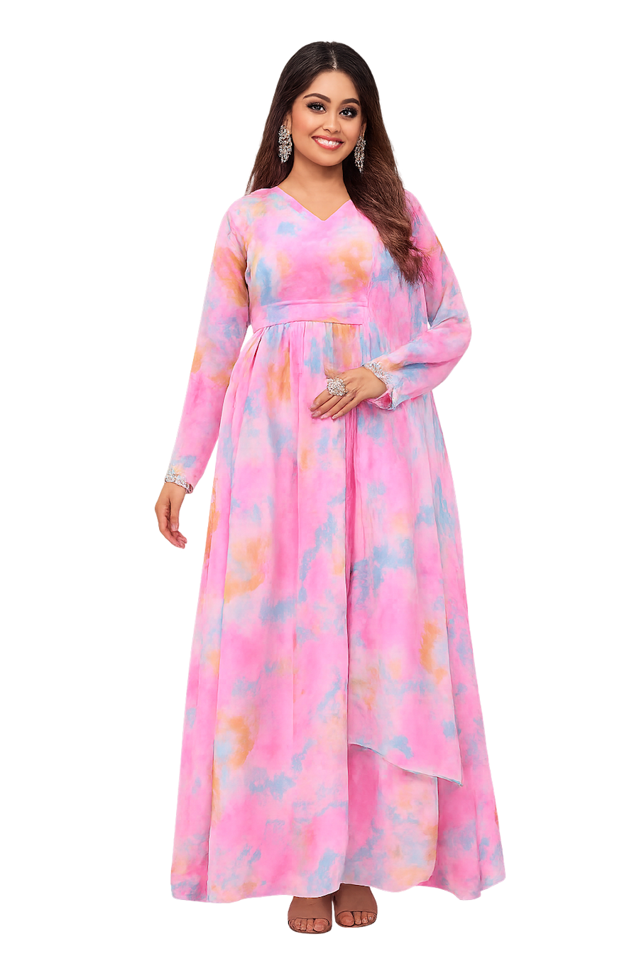 Embroidered Designer Gown for Women-Pink (Size-XXS) | D67