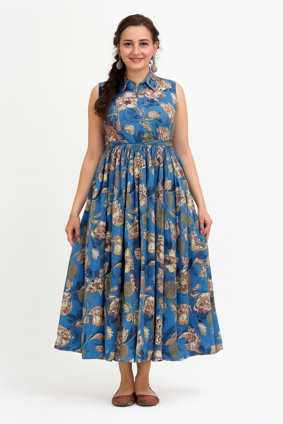 Embroidered Designer Gown for Women-Blue (Size-M) | D26