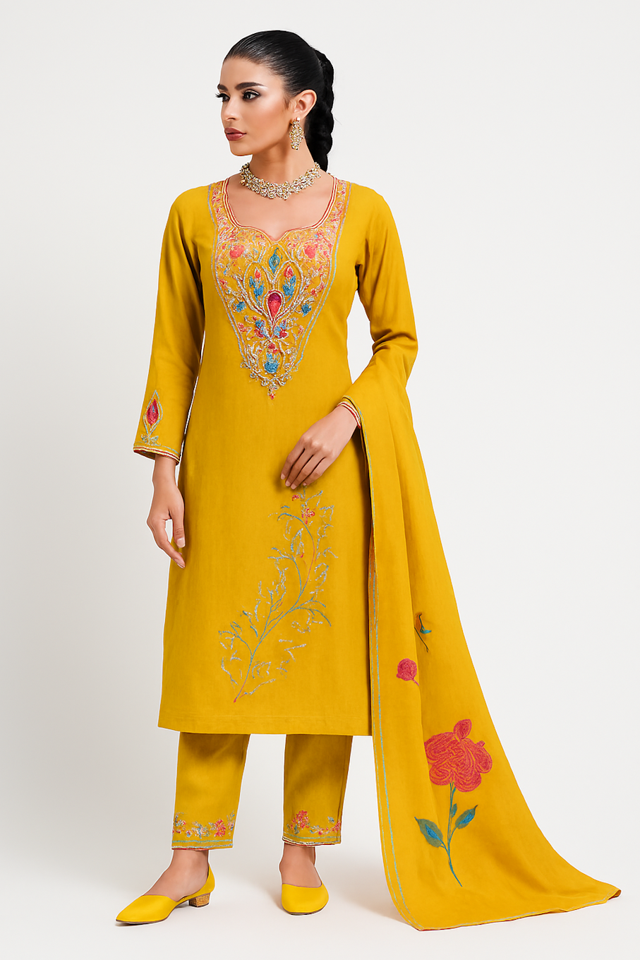 Women Kurta Set-Yellow (Size-M) | D05