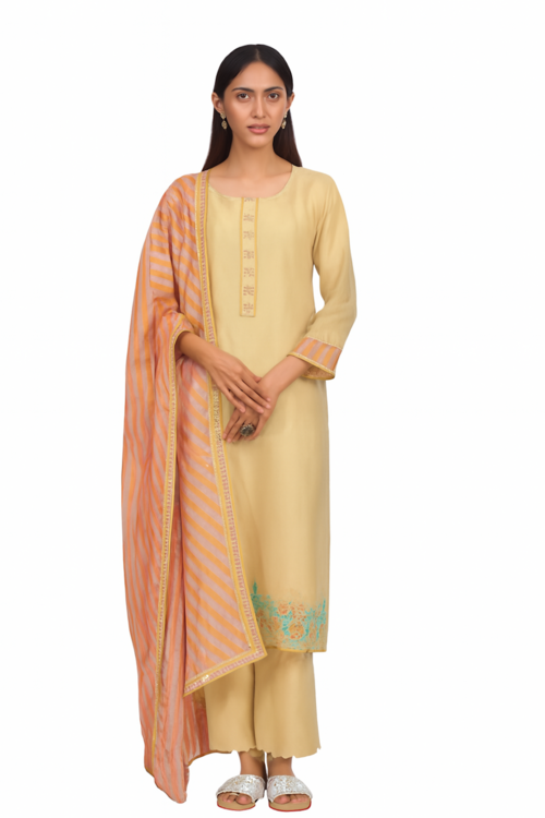 Women Embroidery Kurta Set-Green (Size-L) | D285