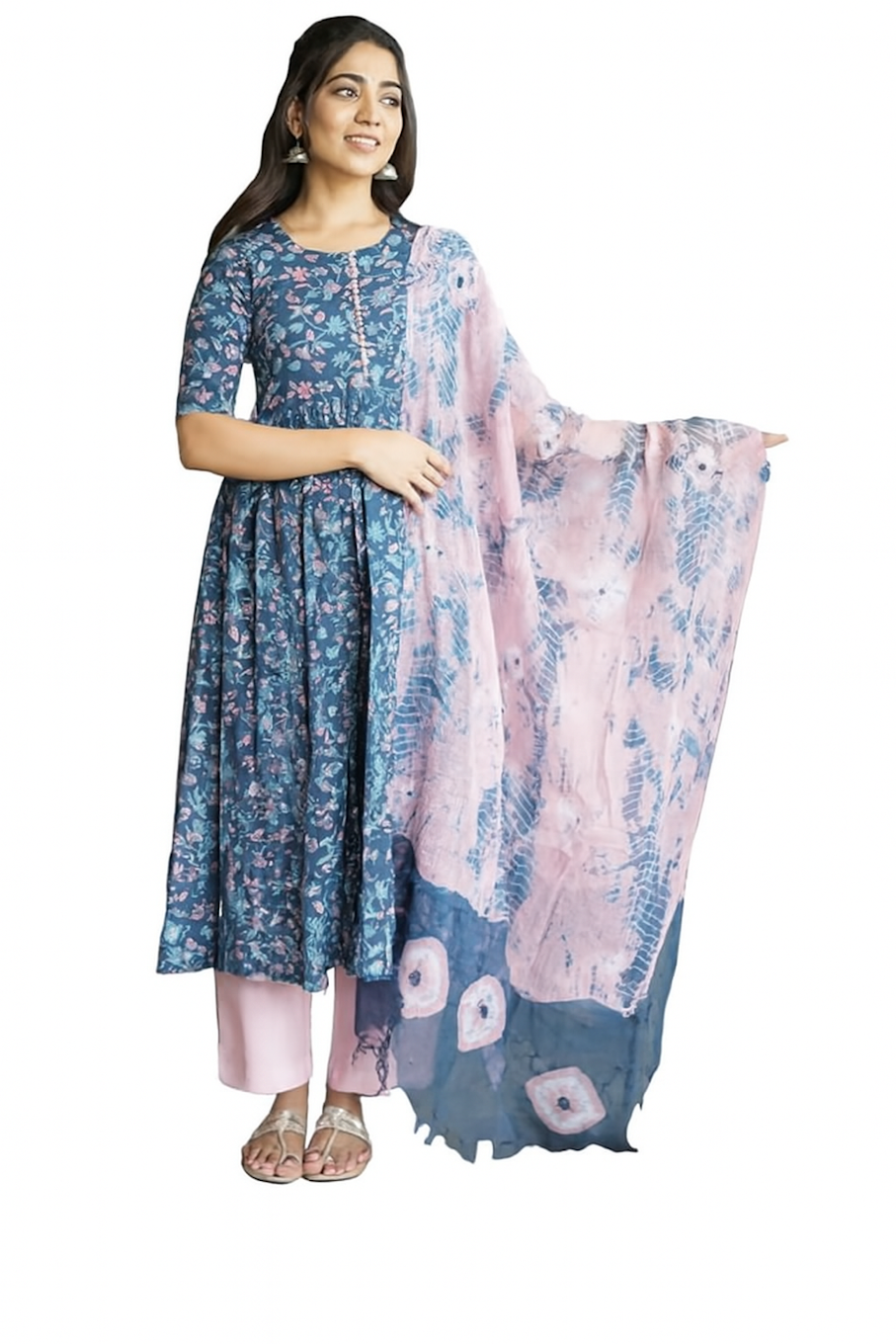 Women Festive Wear Kurta Set-Blue (Size-2XL) | D144