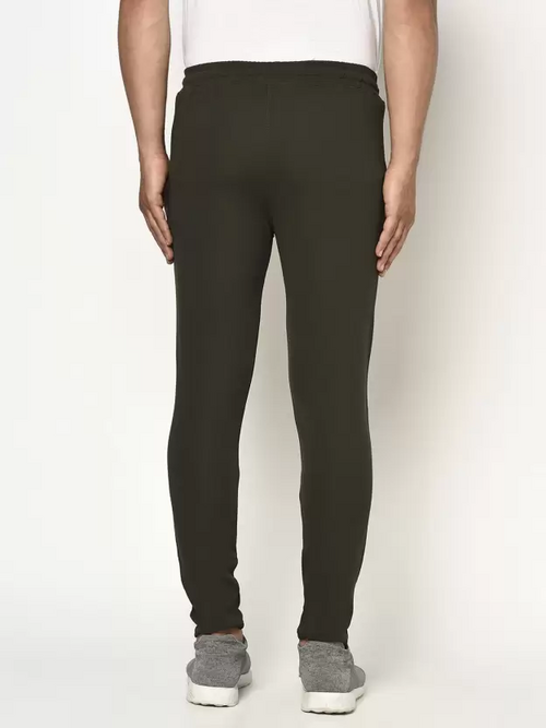 Men Solid Green Track Pants Size L