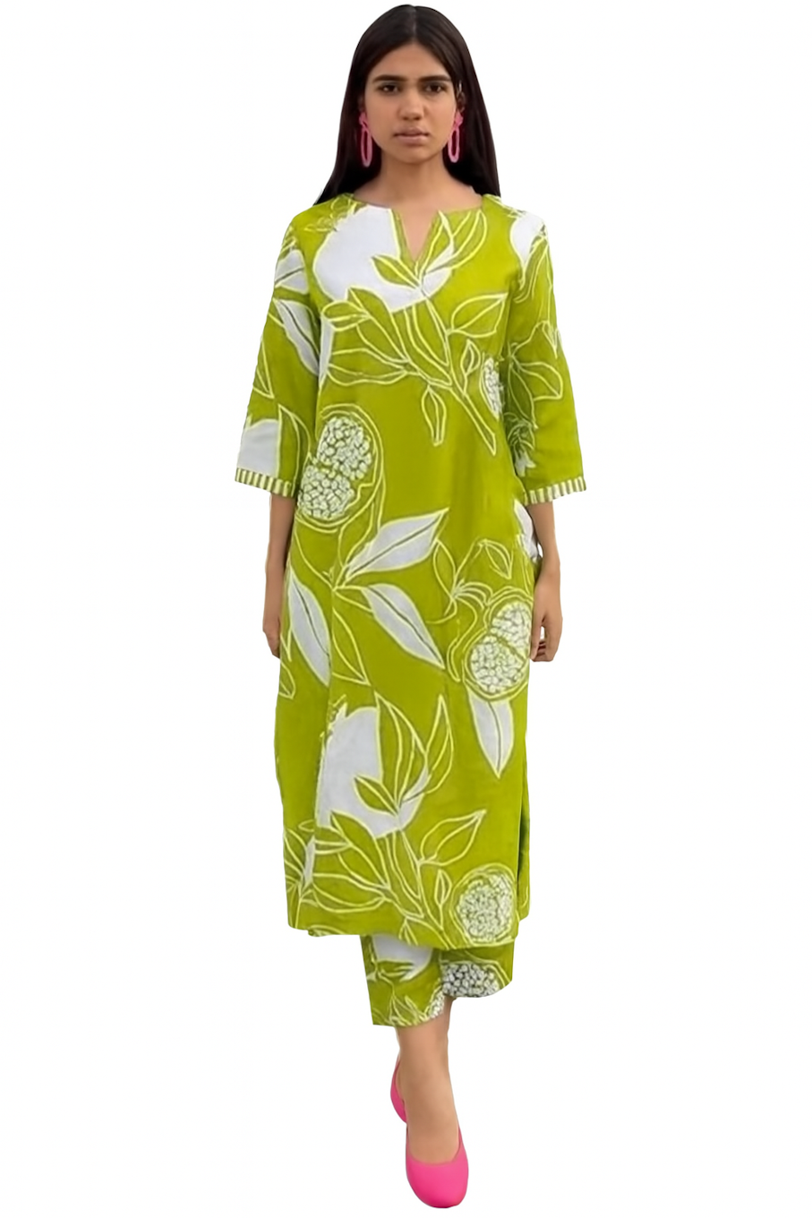 Women Festive Wear Kurta Set-Green (Size-L) | D358
