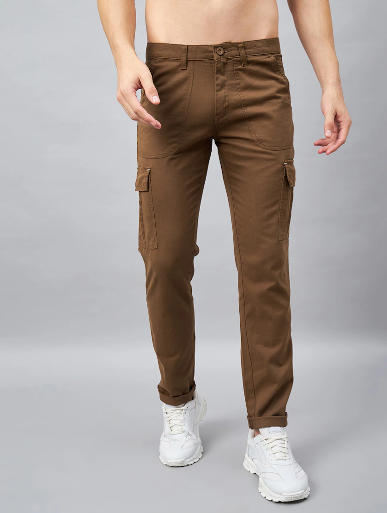 Men’s Cotton Cargo Pants (Color brown) (Size 34)