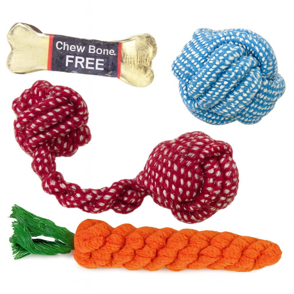 Dog Knot Ropes, Carrot, and Bone Set