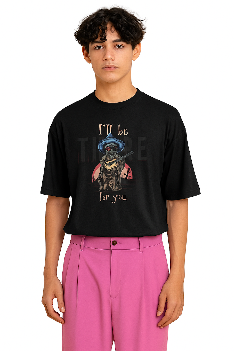 Men Printed T-shirt-Black (Size-S) |D15