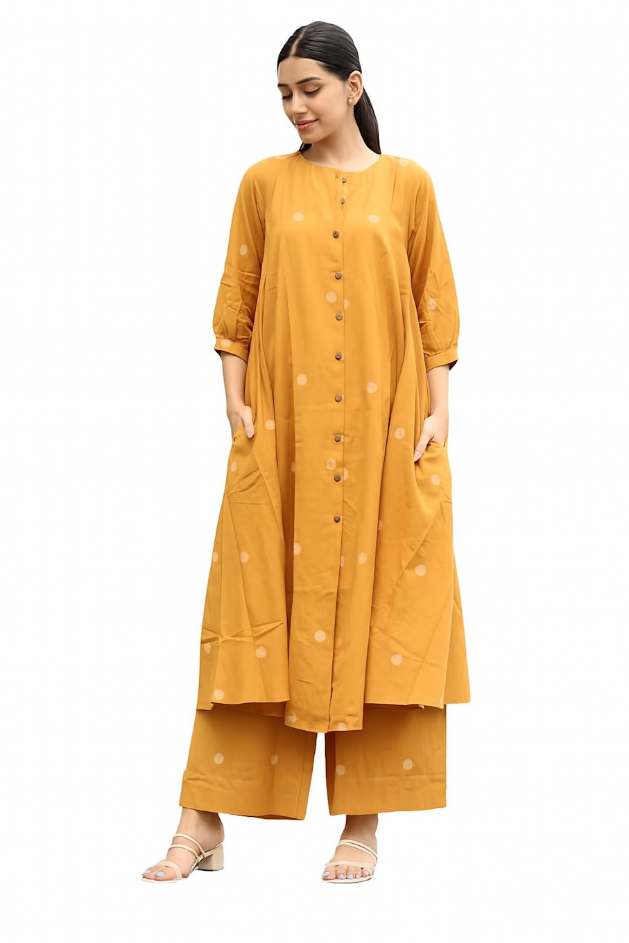 Women Festive Wear Kurta Set-Mustard (Size-2XL) | D42