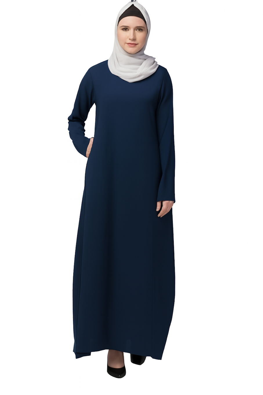Women's Inner Abaya Dress With Side Pocket-Teal (Size-S)