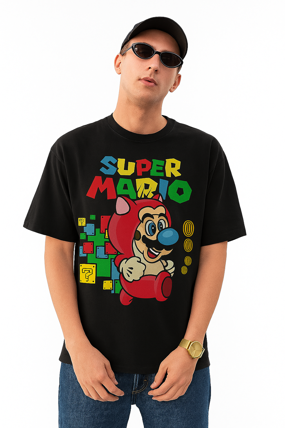 Men Printed T-shirt-Black (Size-3XL) |D16