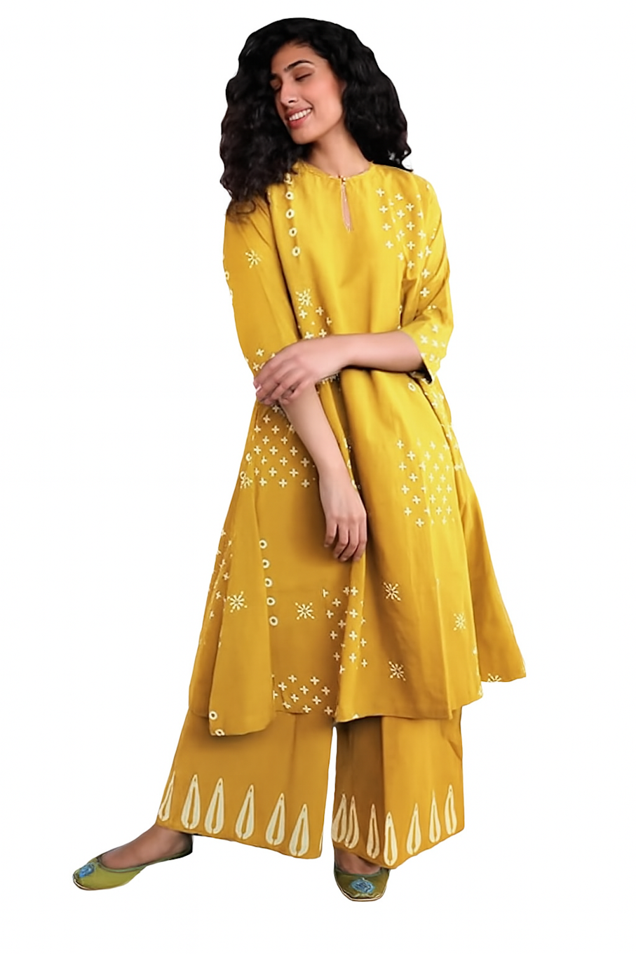 Women Festive Wear Kurta Set-Yellow (Size-2XL) | D65