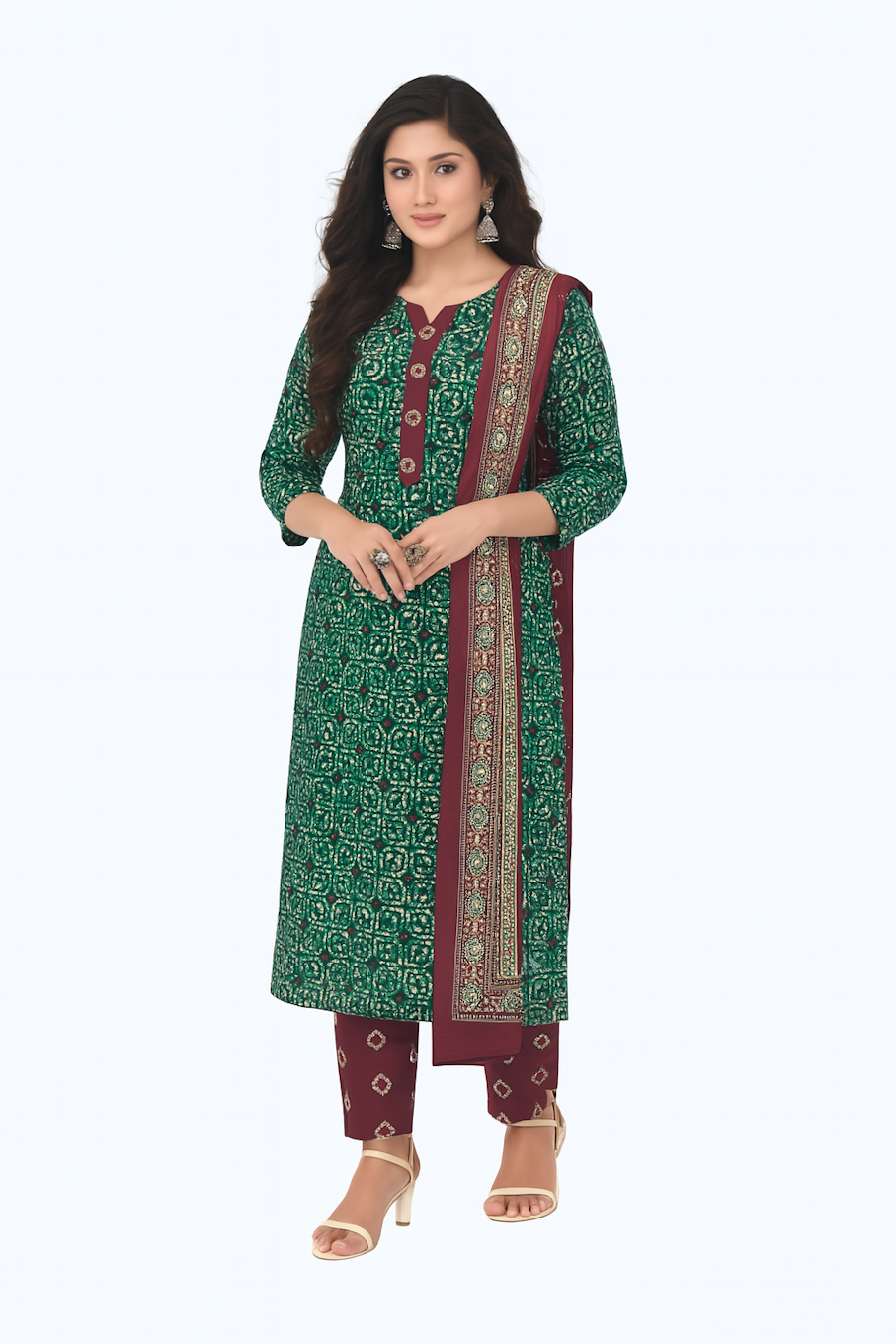 Kurta,Panta & Dupatta Set for Women (Size-M) | D11