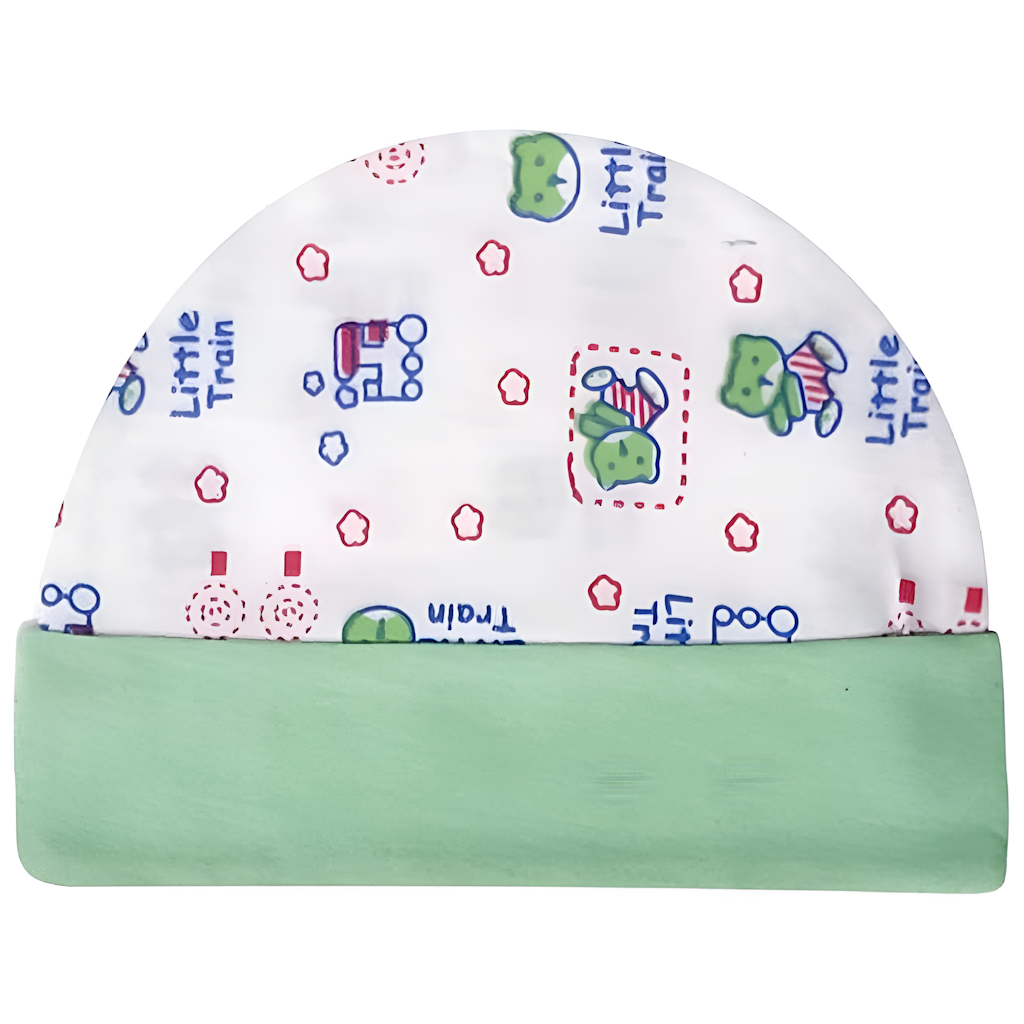 Soft Cotton Newborn Babie's Head cap With Cute Prints Size 0-6 Months