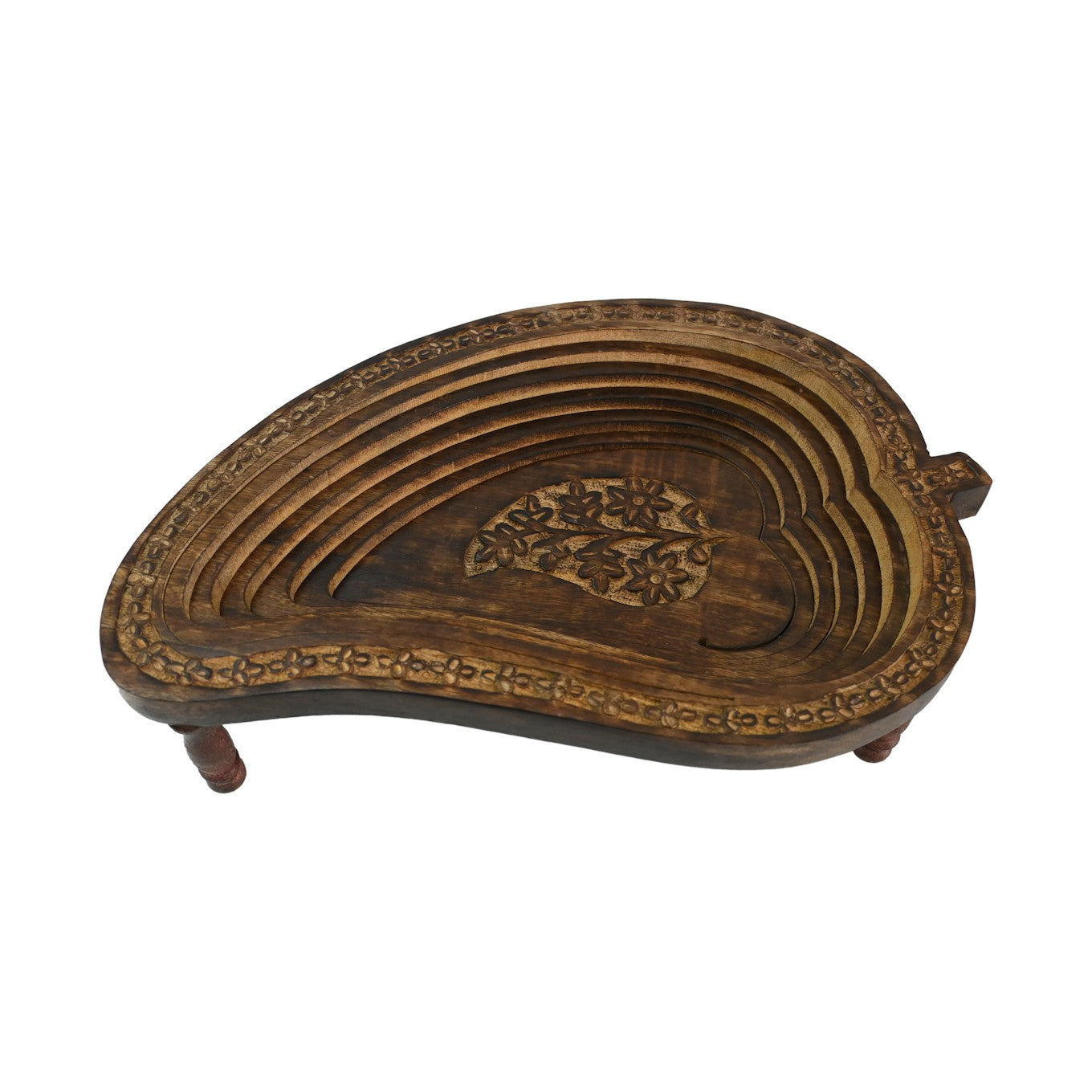 Leaf Design Wooden Collapsible Fruit Basket